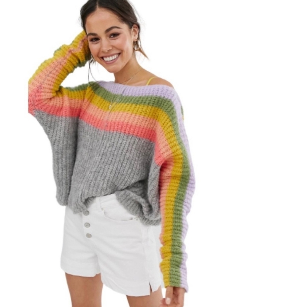 Free People Rainbow Sweater